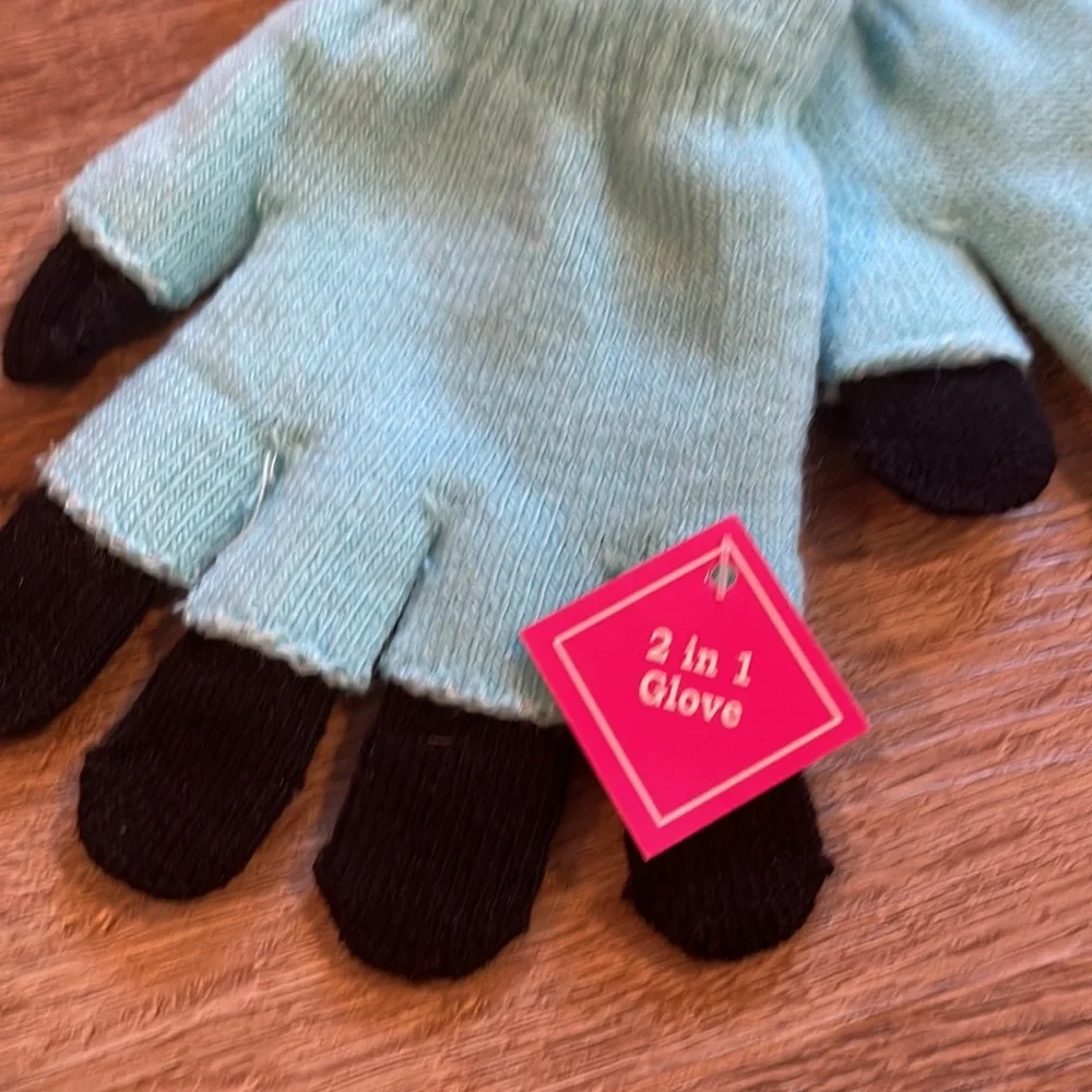 NWT Smarttrend Blue & Black Knit 2-in-1 Gloves